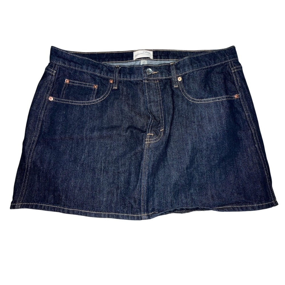 Universal Thread Dark Wash Denim Mini Skirt Women's 14R Button Fly 5-Pocket